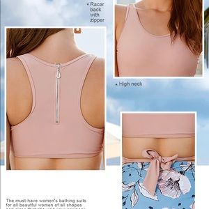 One-Piece High Waist Tie Back Zipper Swimsuit